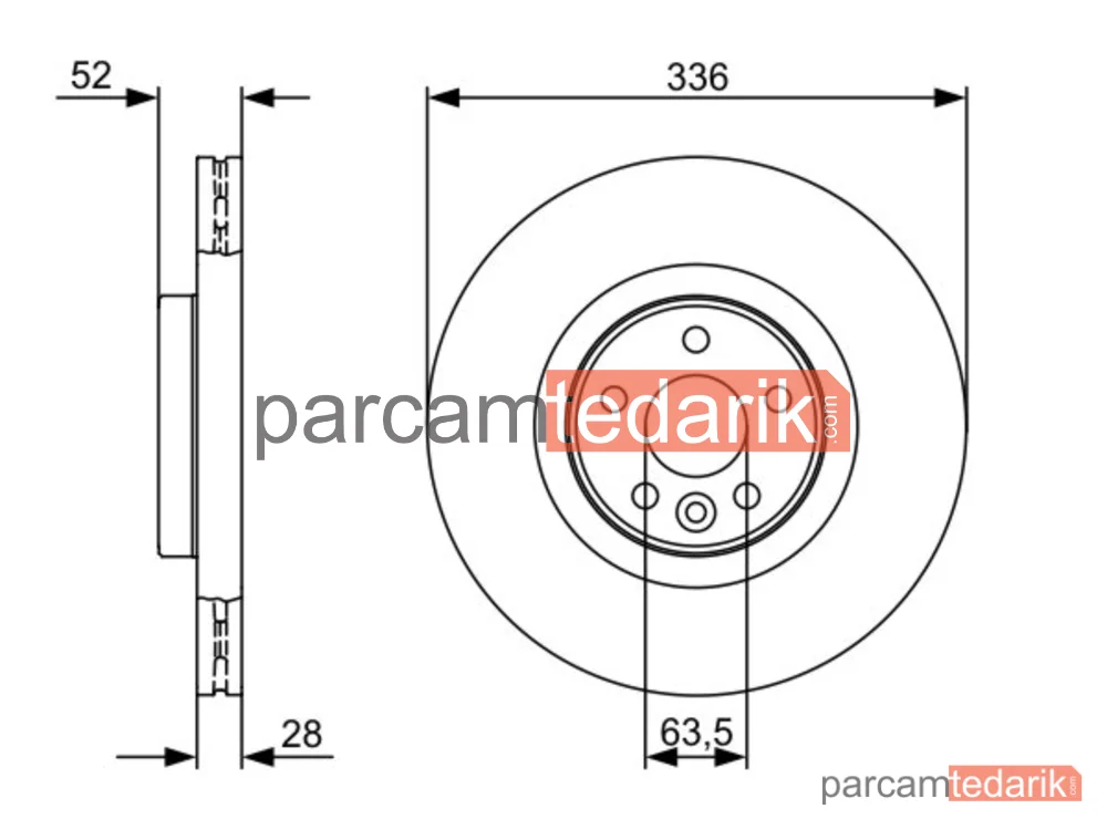 BOSCH 0986479395 | Fren Diski (Ön, 336 mm) — Volvo V60 I, Volvo S80 II, Volvo S60 II
