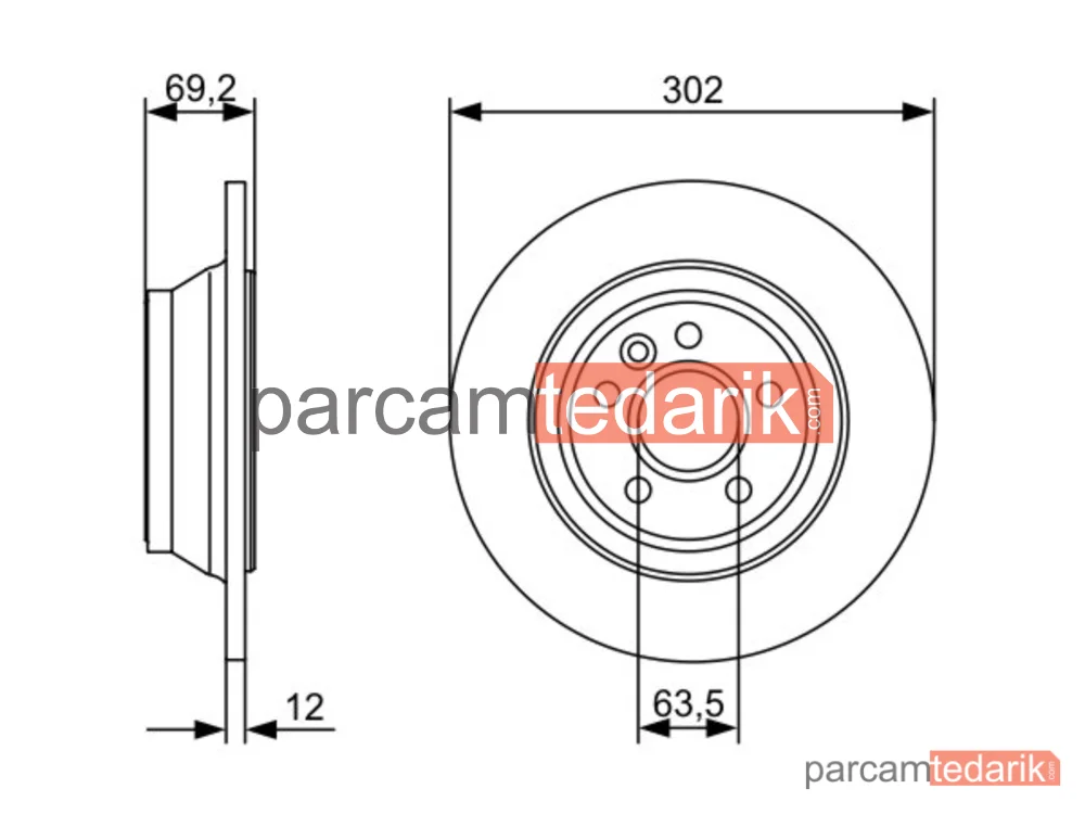 BOSCH 0986479396 | Fren Diski (Arka, 302 mm) — Volvo V70 III, Volvo XC70 II, Volvo S80 II