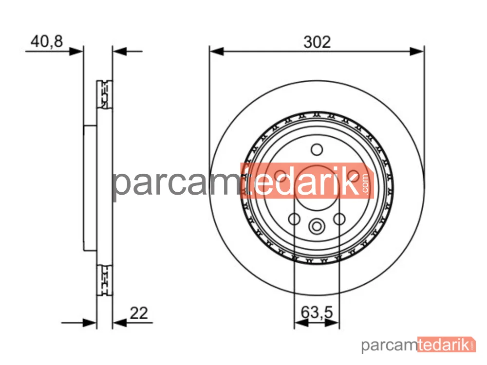 BOSCH 0986479398 | Fren Diski (Arka, 302 mm) — Volvo V60 I, Volvo V70 III, Volvo S80 II