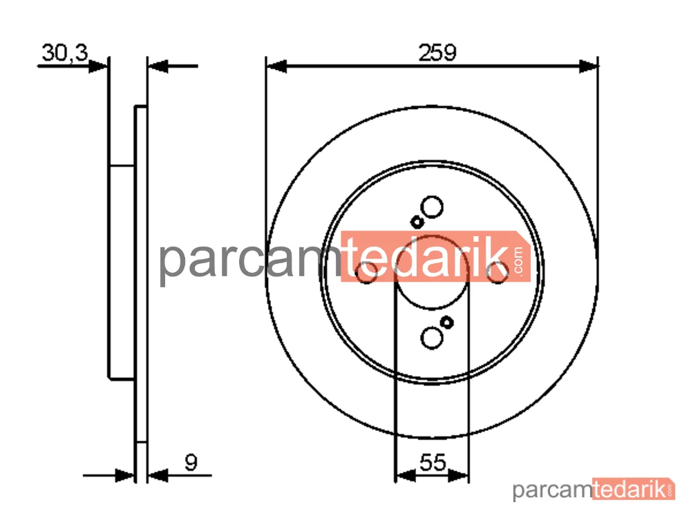 BOSCH 0986479420 | Fren Diski (Arka, 259 mm) — Toyota IQ, Toyota Yaris