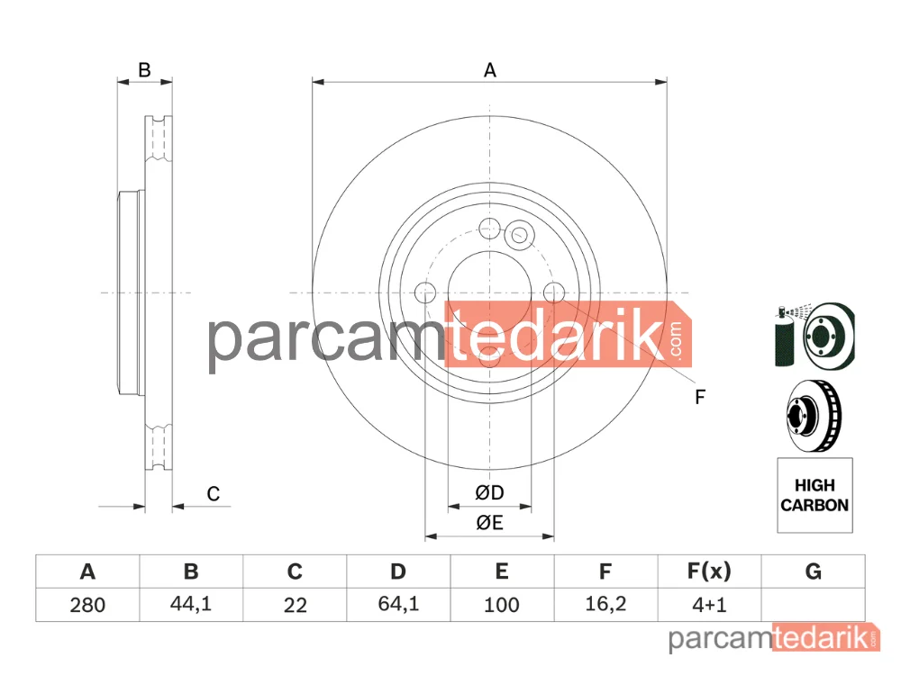 BOSCH 0986479437 | Fren Diski (Ön, 280 mm) — Mini, Mini Clubman, Mini Cabrio