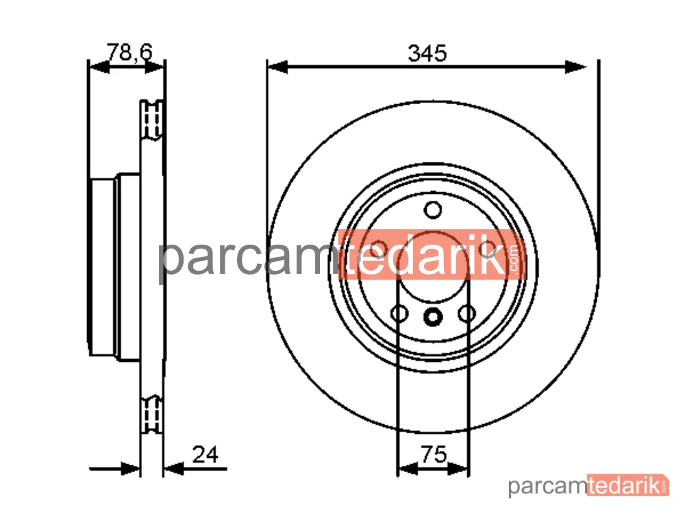 BOSCH 0986479443 | Fren Diski (Arka, 345 mm) — BMW X5, BMW X6