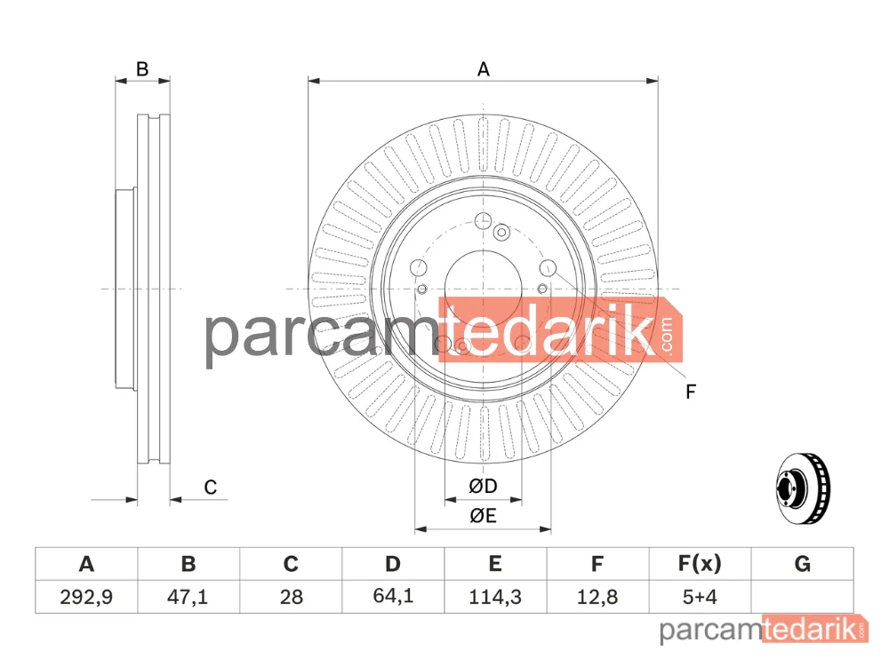 BOSCH 0986479456 | Fren Diski (Ön, 292.9 mm) — Honda Cr-V III