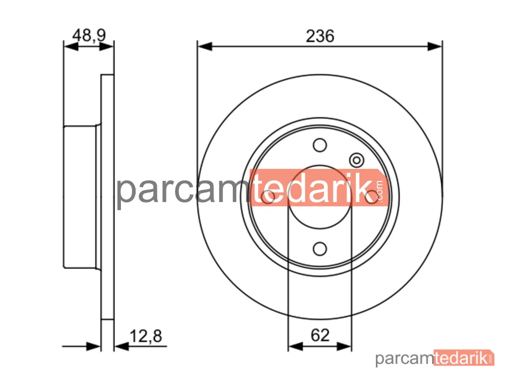 BOSCH 0986479491 | Fren Diski (Ön, 236 mm) — Skoda Favorit, Skoda Favorit Forman, Skoda Favorit Pick-Up