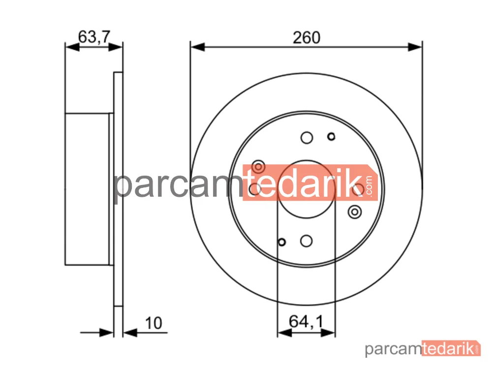 BOSCH 0986479504 | Fren Diski (Arka, 260 mm) — Honda Accord VI