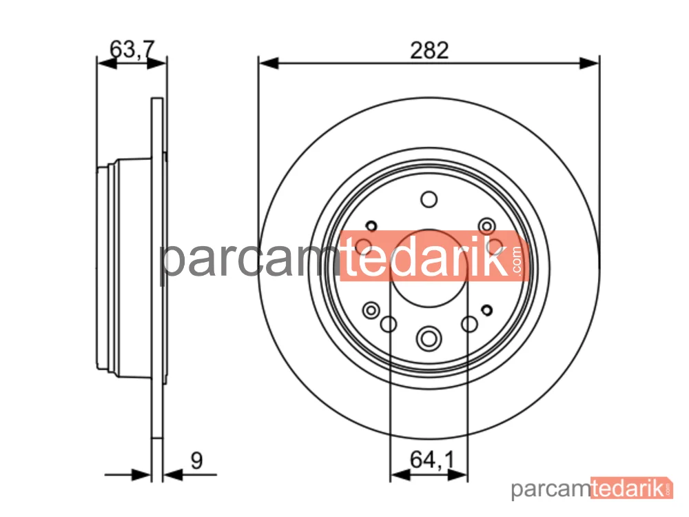BOSCH 0986479505 | Fren Diski (Arka, 282 mm) — Honda Cr-V II