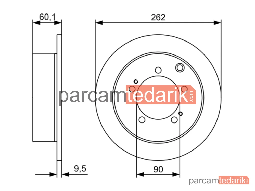 BOSCH 0986479512 | Fren Diski (Arka, 262 mm)