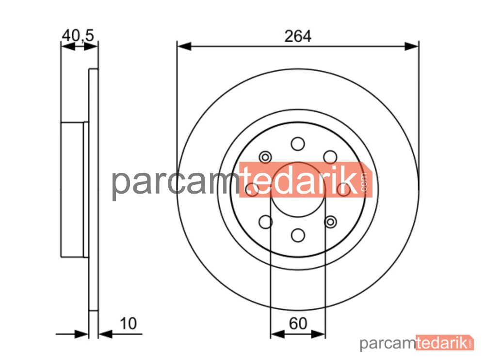 BOSCH 0986479517 | Fren Diski (Arka, 264 mm) — Fiat Punto Evo, Opel Corsa E, Fiat Grande Punto