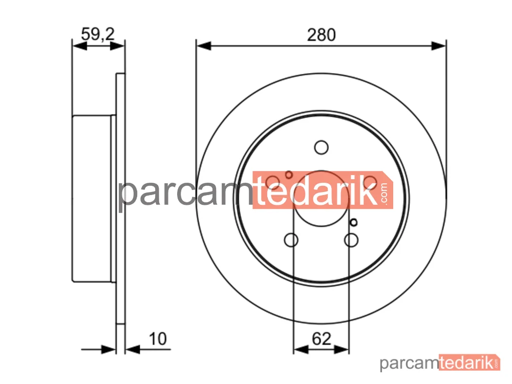 BOSCH 0986479520 | Fren Diski (Arka, 280 mm) — Toyota Avensis