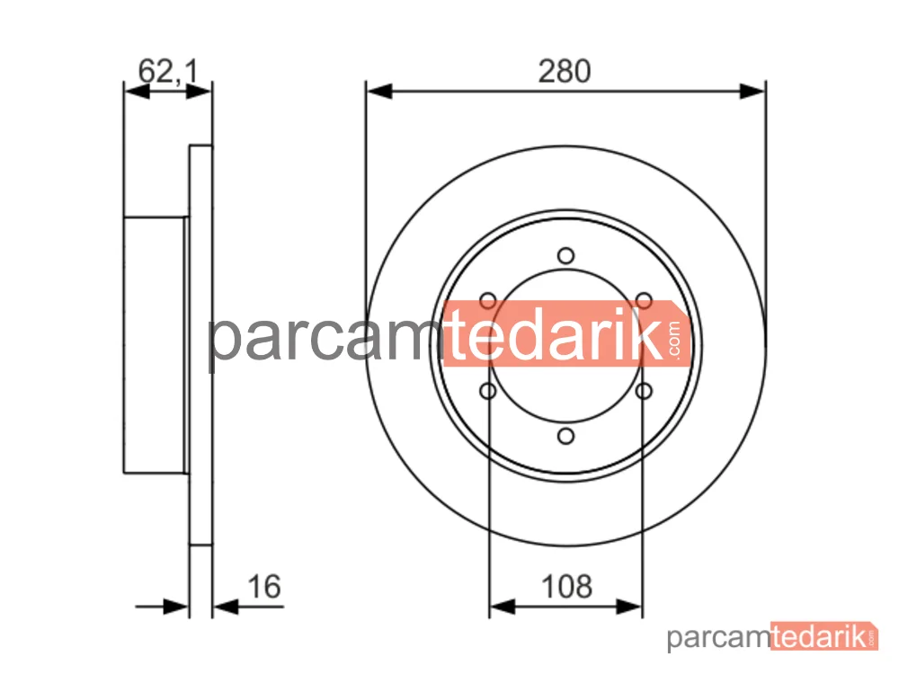 BOSCH 0986479539 | Fren Diski (Arka, 280 mm) — Nissan Cabstar, Nissan NT400 Cabstar