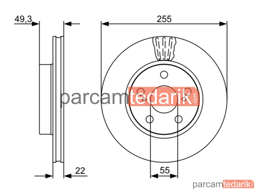 BOSCH 0986479564 | Fren Diski (Ön, 255 mm)