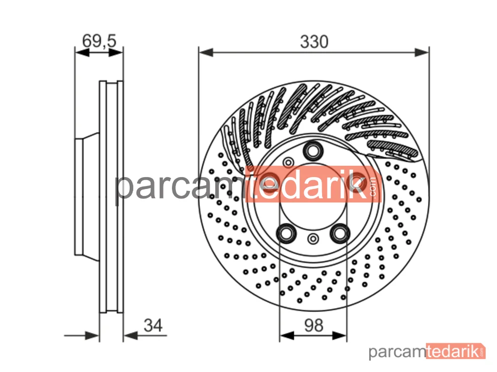 BOSCH 0986479579 | Fren Diski (Ön, 330 mm) — Porsche 911, Porsche 911 Cabrio, Porsche 911 Targa Tavan