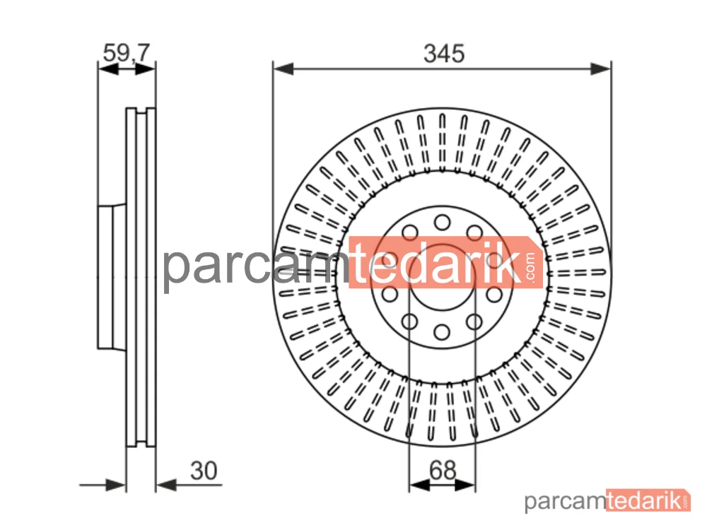 BOSCH 0986479589 | Fren Diski (Ön, 345 mm) — Audi A8 D2