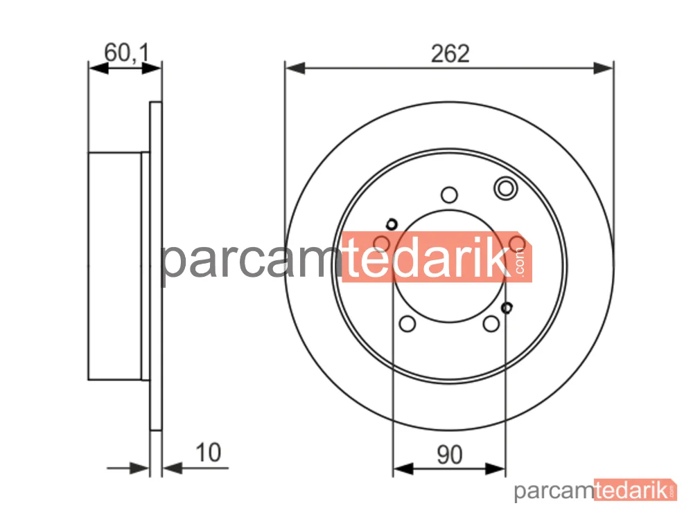 BOSCH 0986479603 | Fren Diski (Arka, 262 mm) — Mitsubishi Outlander I, Mitsubishi Lancer VII, Mitsubishi Eclipse II