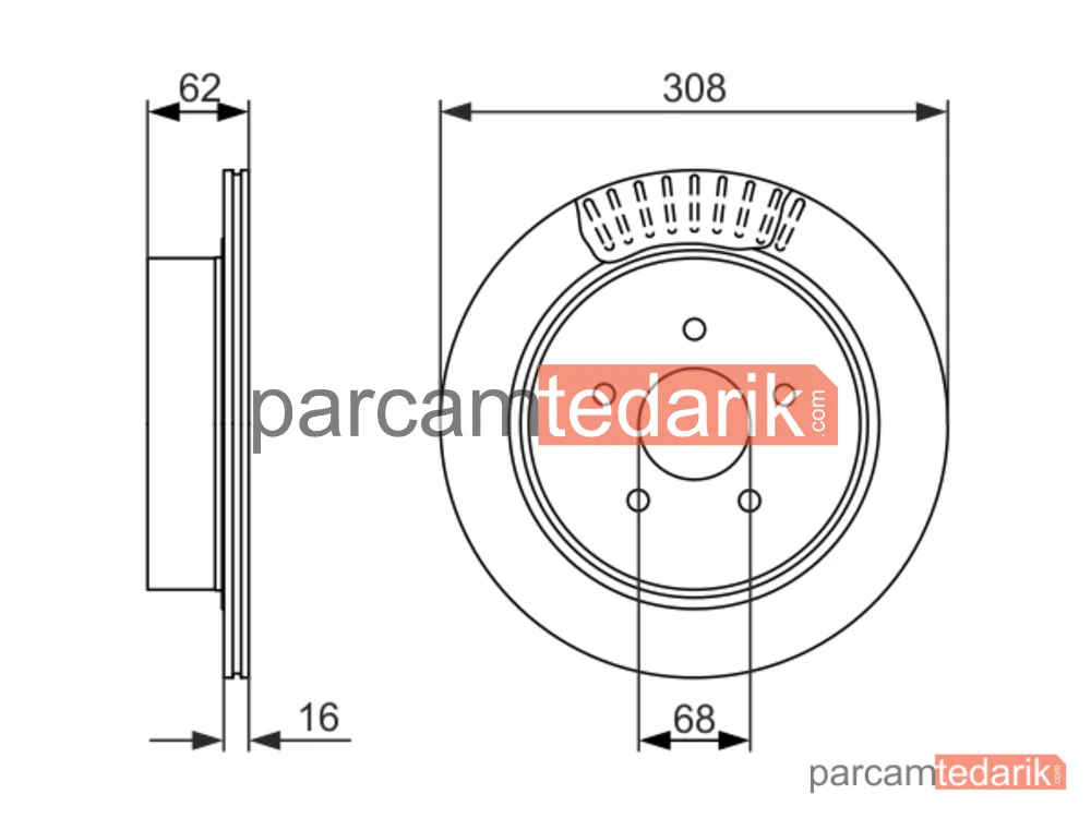 BOSCH 0986479606 | Fren Diski (Arka, 307.8 mm) — Infiniti Q50, Infiniti Q70, Infiniti M