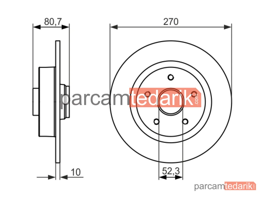 BOSCH 0986479607 | Fren Diski (Arka, 270 mm) — Renault Megane II, Renault Megane II Coupé-Cabriolet, Renault Scénic II