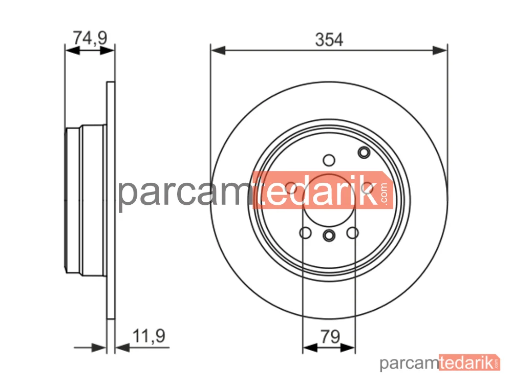 BOSCH 0986479612 | Fren Diski (Arka, 354 mm) — Land Rover Range Rover III