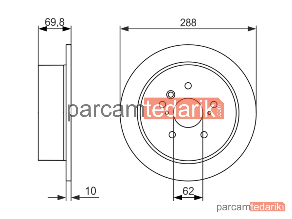 BOSCH 0986479614 | Fren Diski (Arka, 288 mm) — Lexus RX