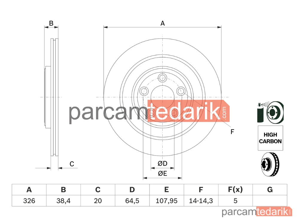BOSCH 0986479628 | Fren Diski (Arka, 326 mm) — Jaguar XK II Coupe, Jaguar S-Type II, Jaguar XF I