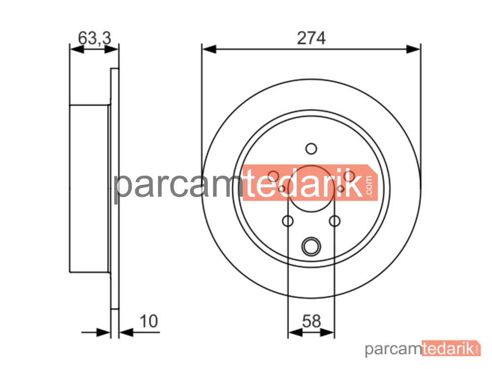 BOSCH 0986479634 | Fren Diski (Arka, 274 mm) — Subaru XV, Subaru Impreza