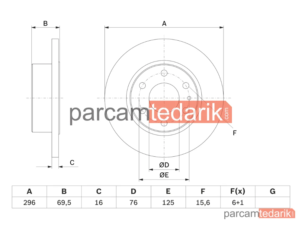 BOSCH 0986479638 | Fren Diski (Arka, 296 mm) — Iveco Daily VI