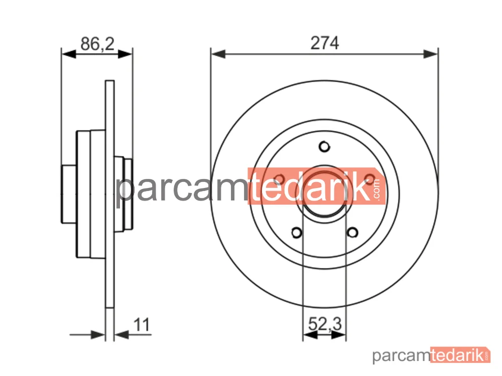 BOSCH 0986479682 | Fren Diski (Arka, 274 mm) — Renault Grand Scénic III