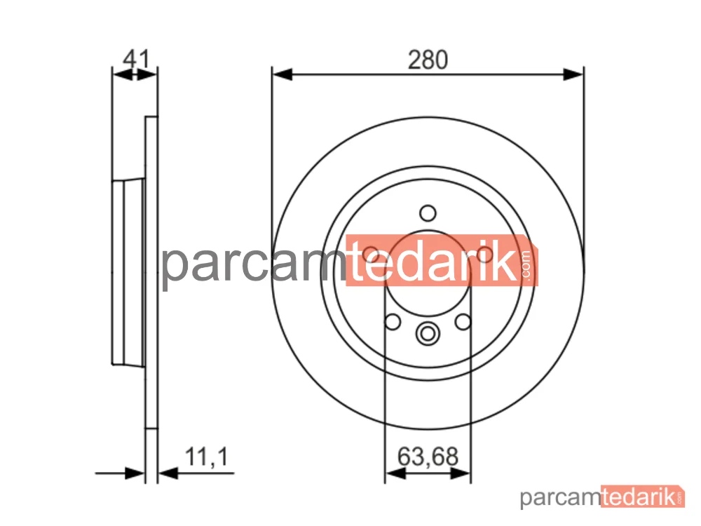 BOSCH 0986479691 | Fren Diski (Arka, 280 mm) — Volvo V40, Volvo V40 Cross Country
