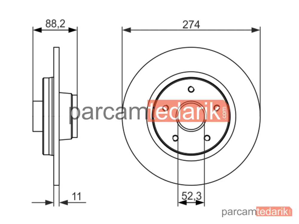 BOSCH 0986479695 | Fren Diski (Arka, 274 mm) — Renault Kangoo Express, Renault Kangoo / Grand Kangoo II