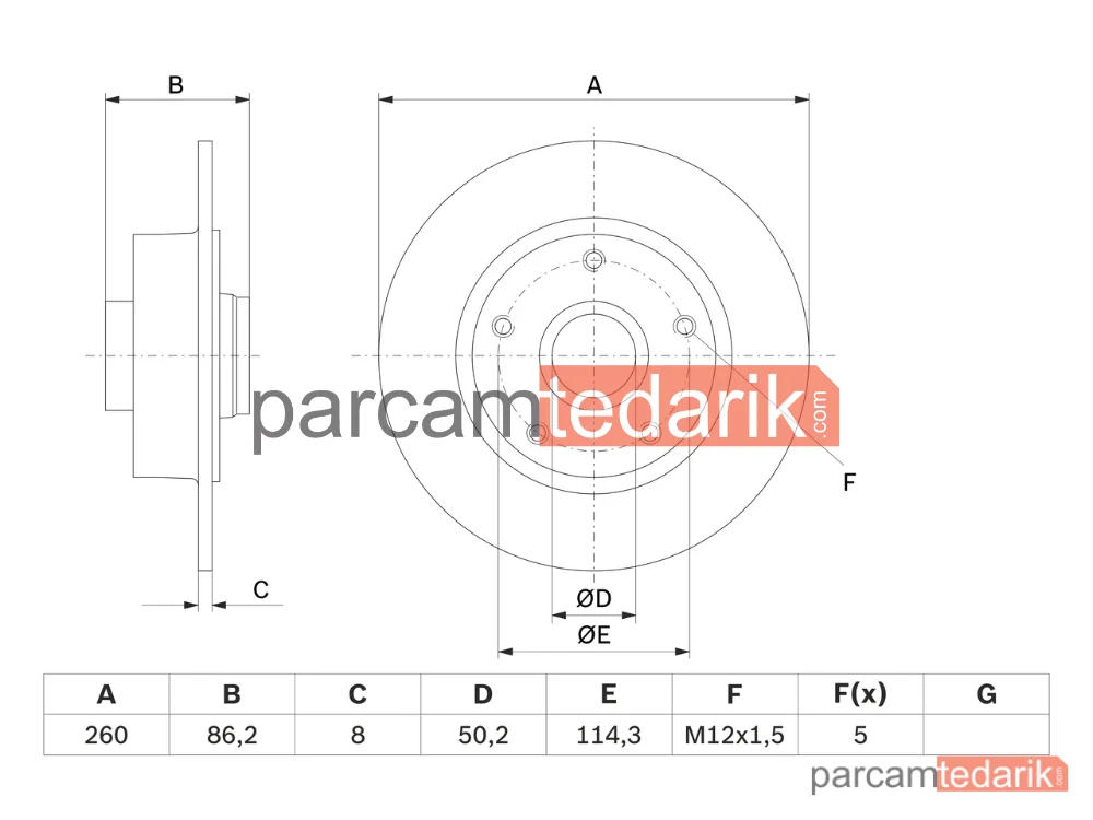 BOSCH 0986479708 | Fren Diski (Arka, 260 mm) — Renault Megane III, Renault Megane III Coupe, Renault Fluence