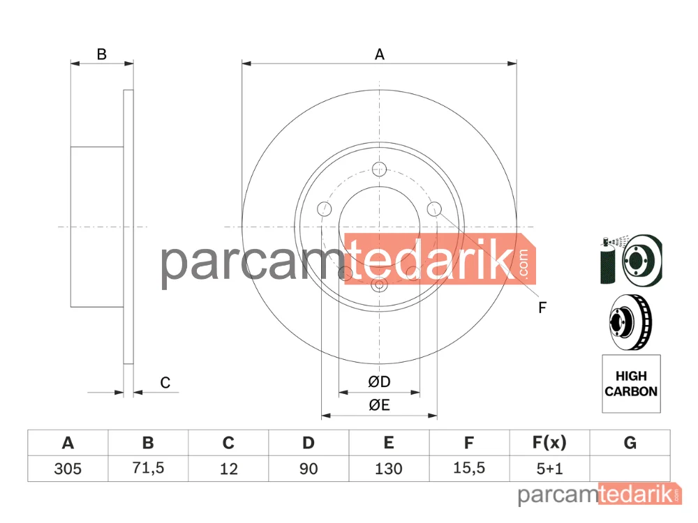 BOSCH 0986479717 | Fren Diski (Arka, 304.9 mm) — Nissan NV400, Opel Movano B, Renault Master III