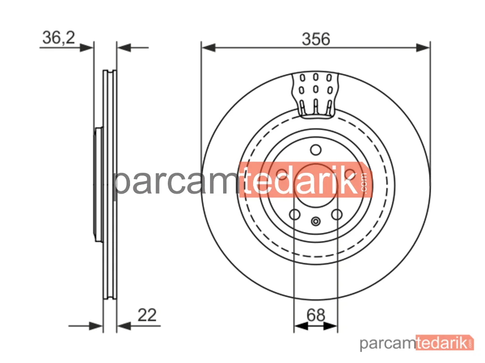 BOSCH 0986479749 | Fren Diski (Arka, 356 mm) — Audi A6 C7, Audi A7, Audi A8 D4