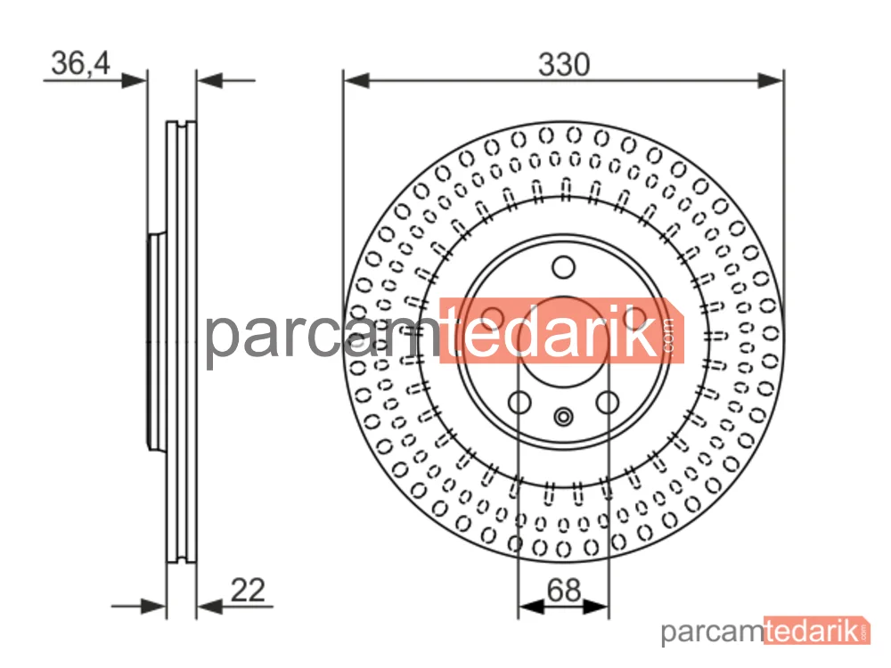 BOSCH 0986479750 | Fren Diski (Arka, 330 mm) — Audi A5, Audi A4 B9, Audi A5 Cabrio