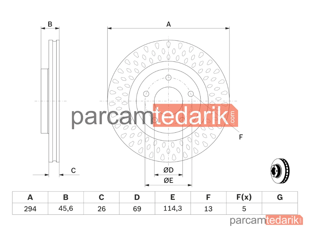 BOSCH 0986479751 | Fren Diski (Ön, 294 mm) — Mitsubishi Asx, Jeep Compass, Dodge Caliber