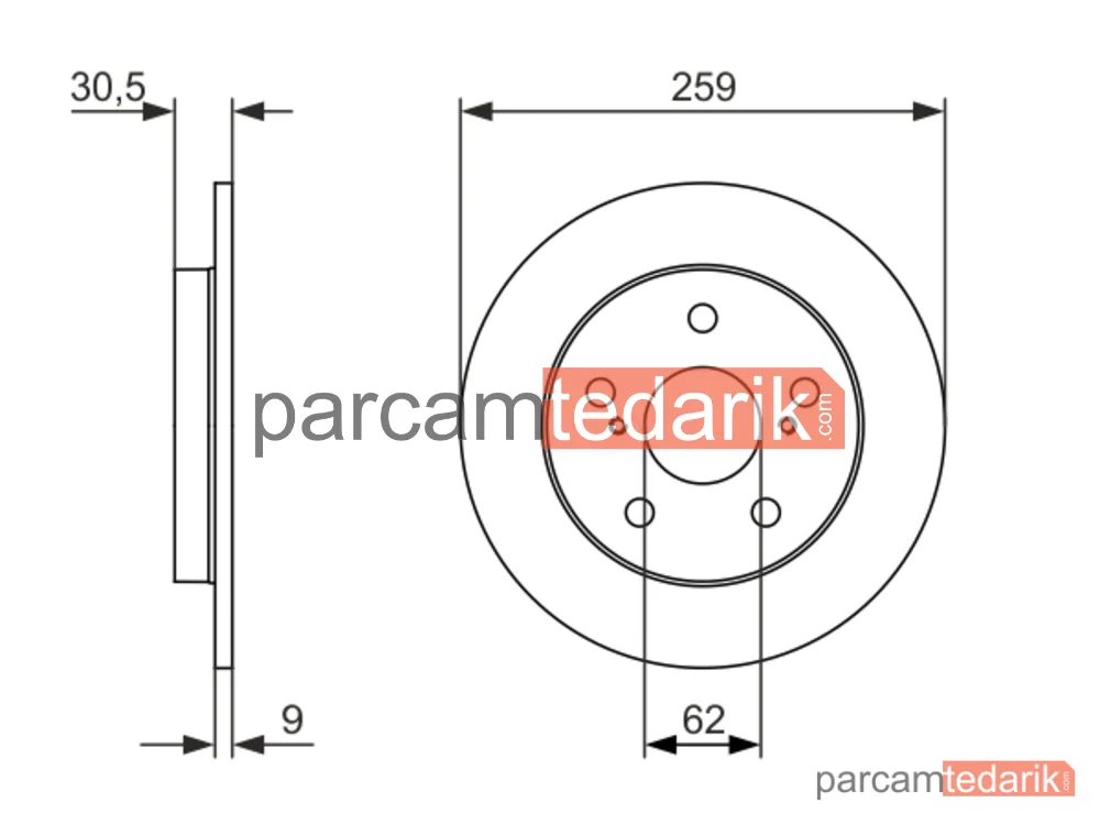 BOSCH 0986479765 | Fren Diski (Arka, 259 mm) — Toyota Auris