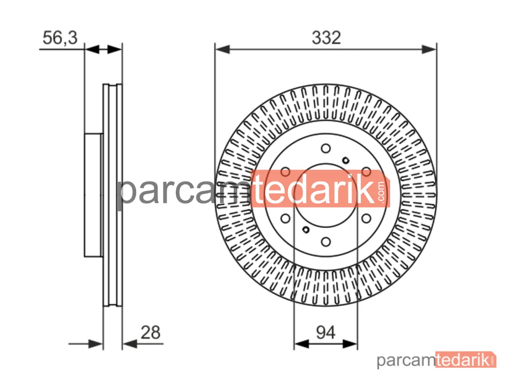 BOSCH 0986479782 | Fren Diski (Ön, 332 mm) — Mitsubishi Pajero IV