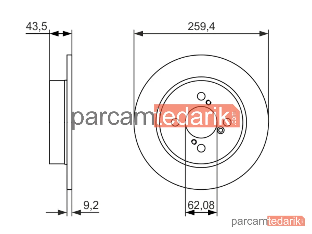 BOSCH 0986479792 | Fren Diski (Arka, 259.4 mm) — Suzuki Swift IV