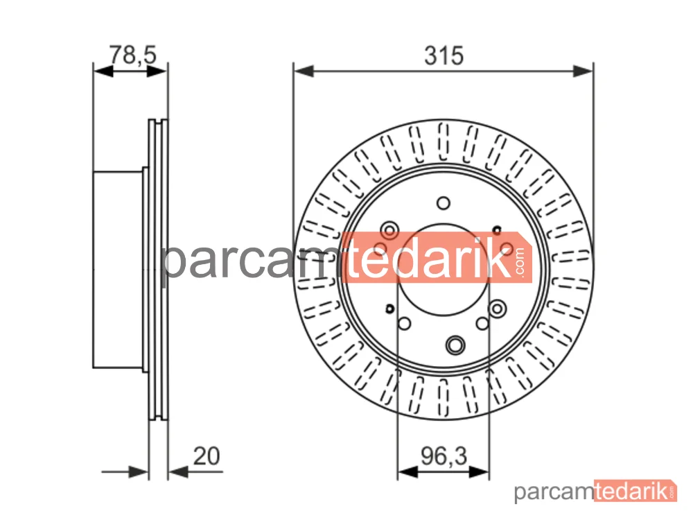BOSCH 0986479793 | Fren Diski (Arka, 314.7 mm) — Kia Sorento I