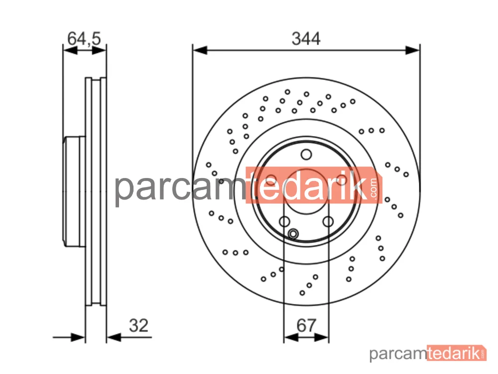 BOSCH 0986479A17 | Fren Diski (Ön, 344 mm) — Mercedes-Benz Slc, Mercedes-Benz Slk, Mercedes-Benz E-Serisi