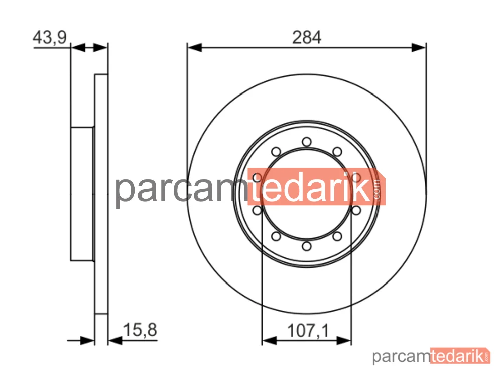 BOSCH 0986479A34 | Fren Diski (Arka, 284 mm) — Ford Transit