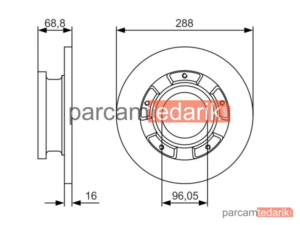 BOSCH 0986479A50 | Fren Diski (Arka, 288 mm) — Ford Transit V363, Ford Tourneo Custom V362, Ford Transit Custom V362