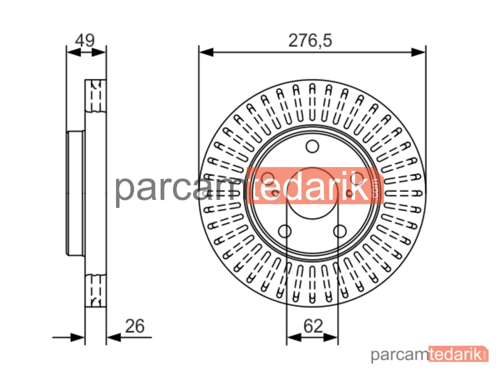 BOSCH 0986479A62 | Fren Diski (Ön, 276.5 mm) — Toyota Auris