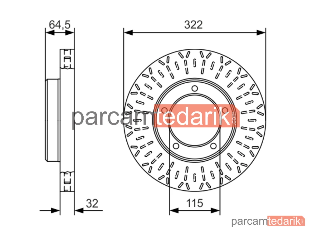 BOSCH 0986479A64 | Fren Diski (Ön, 322 mm) — Toyota Land Cruiser