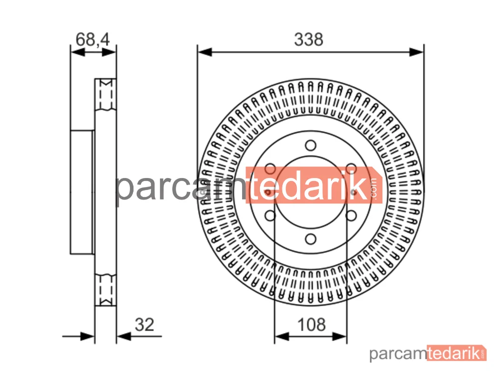 BOSCH 0986479A65 | Fren Diski (Ön, 338 mm) — Toyota Land Cruiser Prado