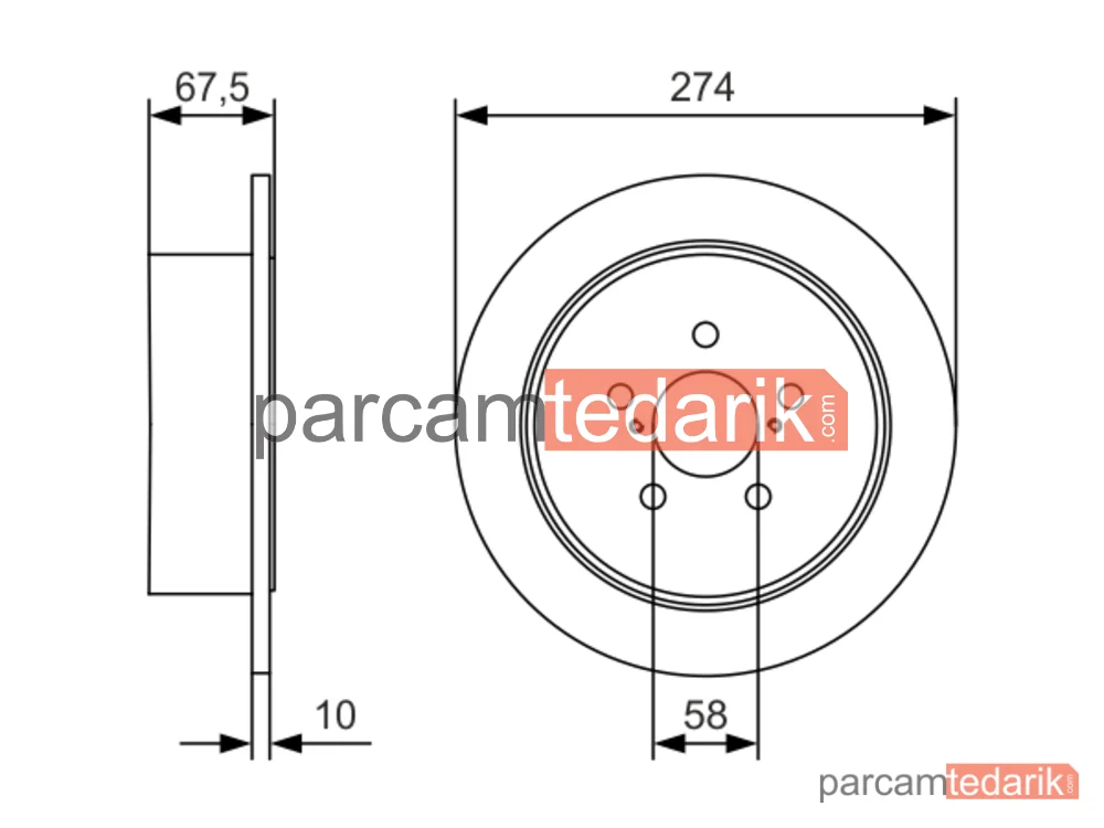 BOSCH 0986479A82 | Fren Diski (Arka, 274 mm) — Subaru Legacy IV, Subaru Outback