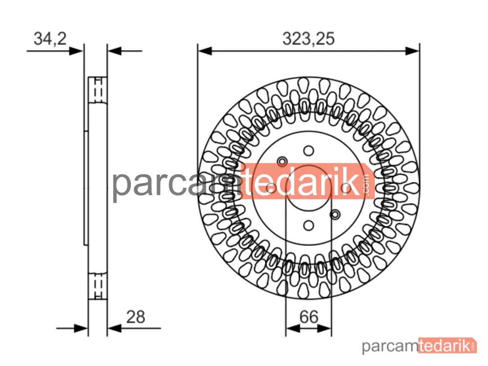 BOSCH 0986479A90 | Fren Diski (Ön) — Peugeot 208 I, Citroen DS3, Citroen DS3 Cabrio