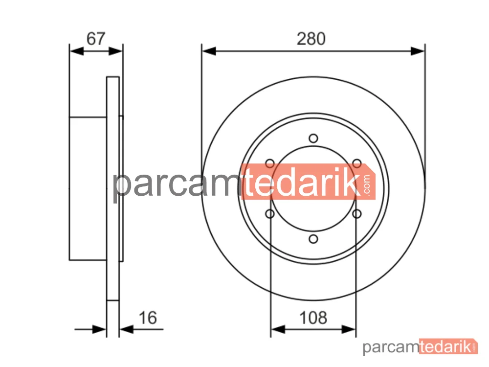 BOSCH 0986479A94 | Fren Diski (Arka, 280 mm) — Nissan Cabstar, Nissan NT400 Cabstar