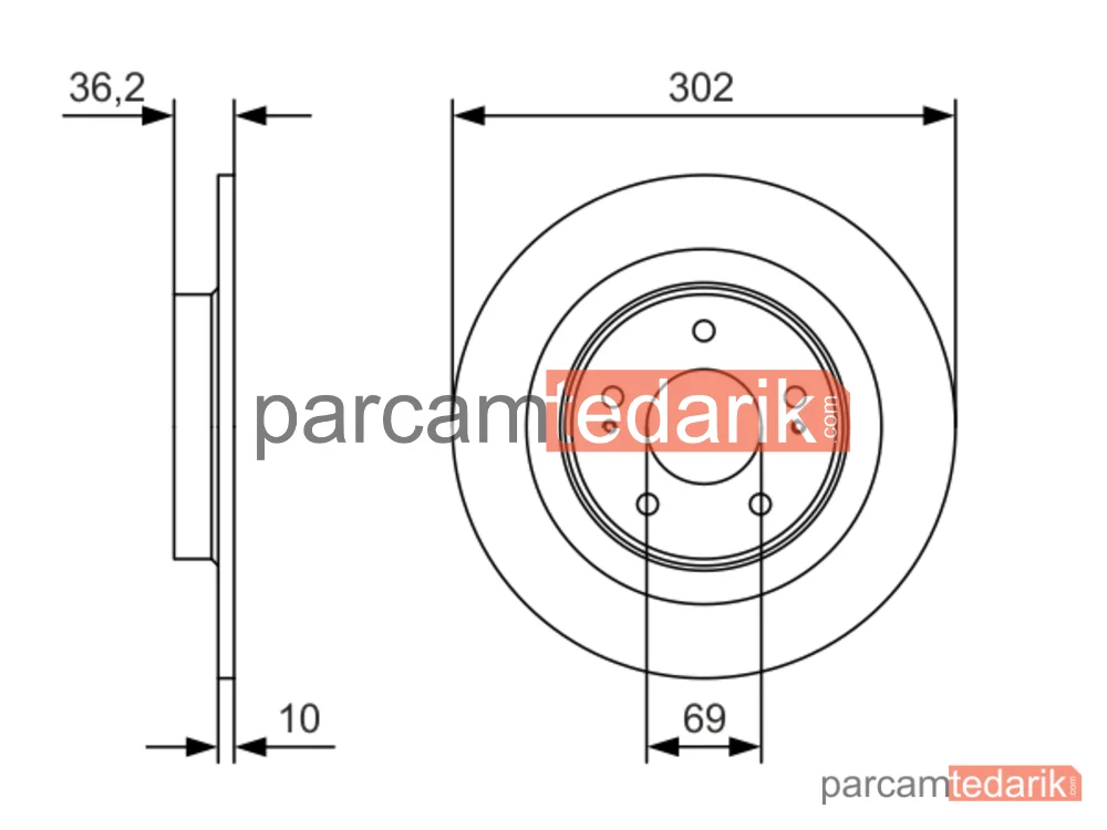 BOSCH 0986479B04 | Fren Diski (Arka, 302 mm) — Mitsubishi Asx, Mitsubishi Eclipse Cross, Peugeot 4008