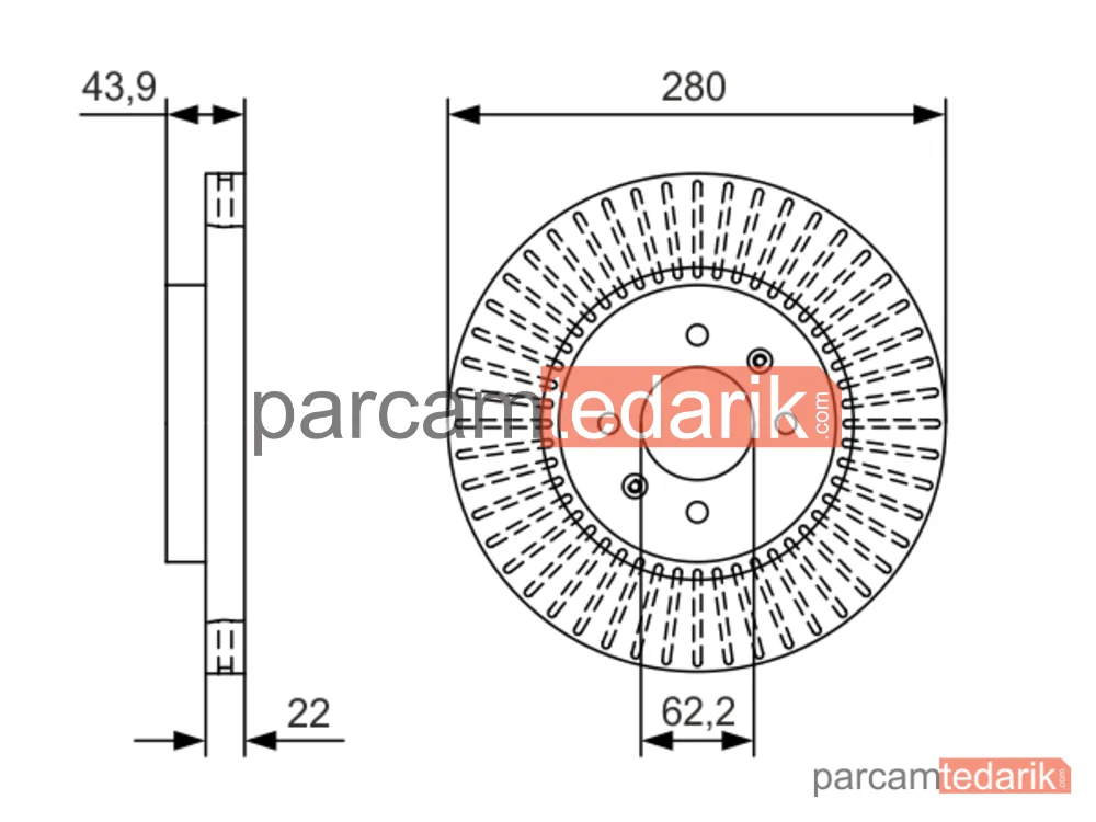 BOSCH 0986479B05 | Fren Diski (Ön, 280 mm) — Hyundai i20 II, Kia Rio IV, Kia Stonic