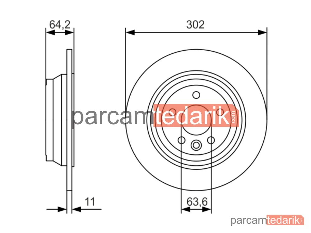 BOSCH 0986479B19 | Fren Diski (Arka, 302 mm) — Land Rover Freelander 2