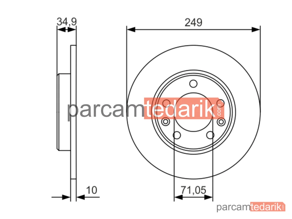 BOSCH 0986479C23 | Fren Diski (Arka, 249 mm) — Peugeot 308 II, Peugeot 308 SW II